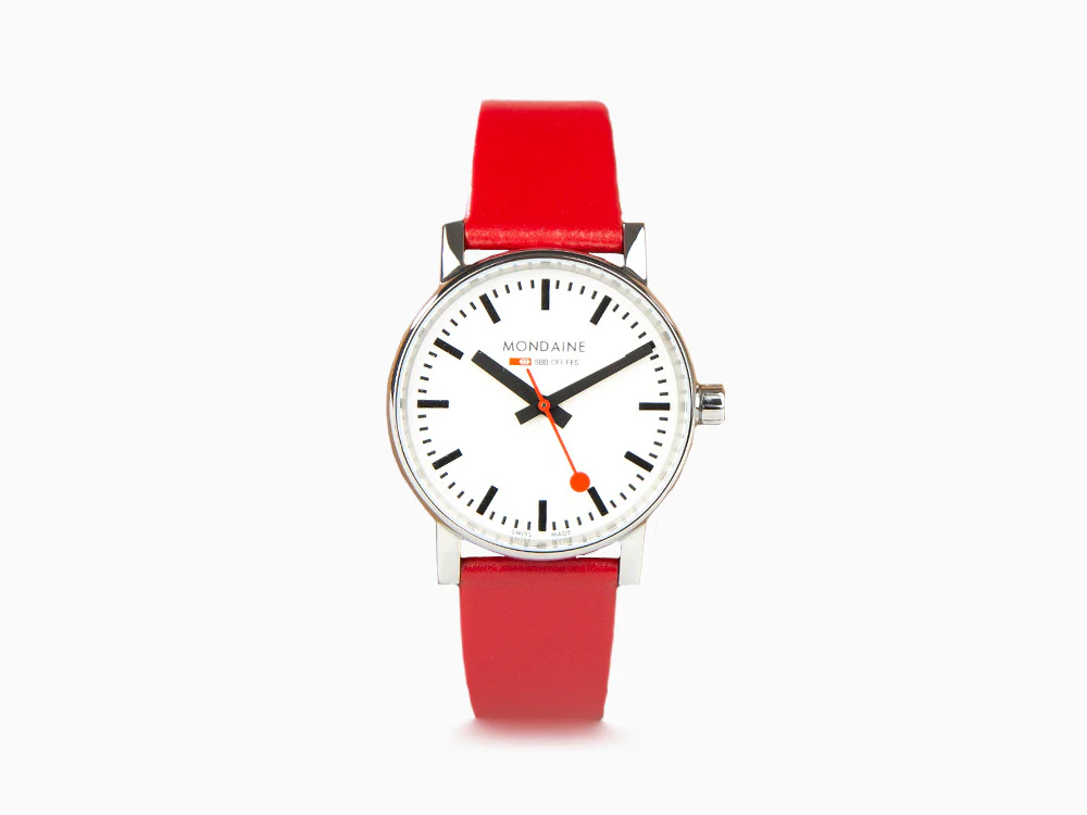 Mondaine SBB Evo2 Quartz Watch, White, 35 mm, Leather strap, MSE.35110.LC - Image 2
