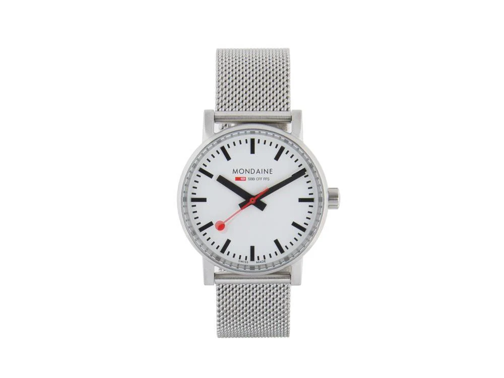 Mondaine SBB Evo2 Quartz Watch, White, Mesh Strap, MSE.35110.SM - Image 2