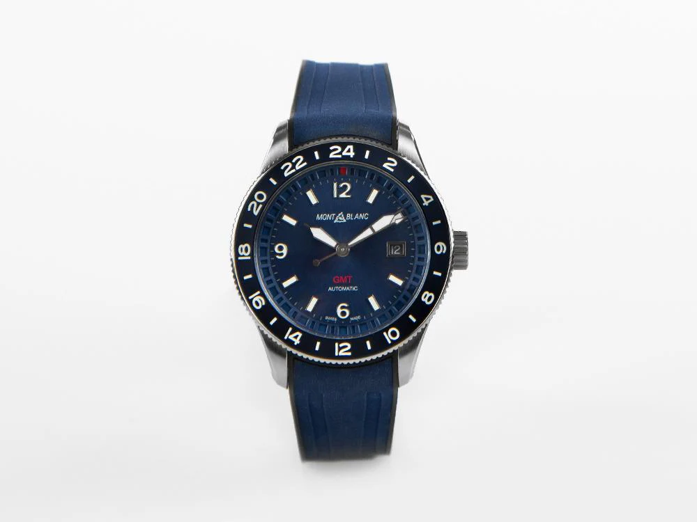 Montblanc 1858 GMT Automatic Watch, Stainless Steel, Blue, 42 mm, 129617 - Image 2