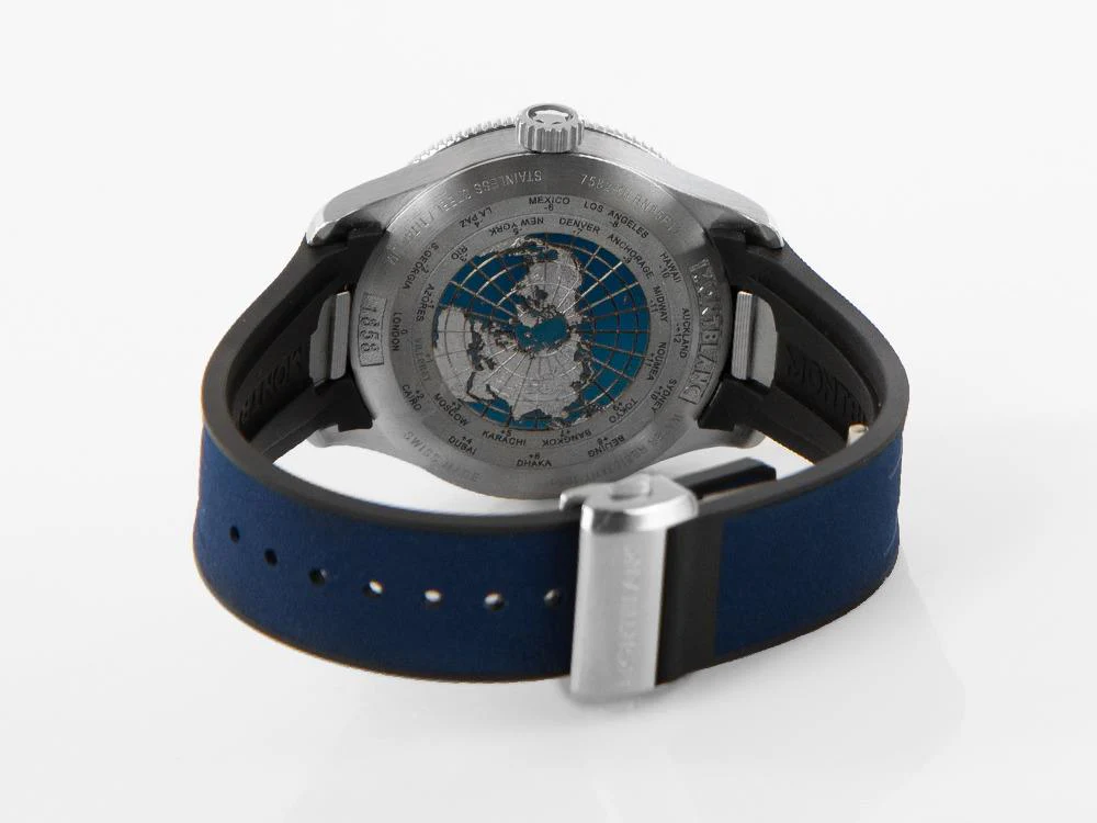 Montblanc 1858 GMT Automatic Watch, Stainless Steel, Blue, 42 mm, 129617 - Image 3