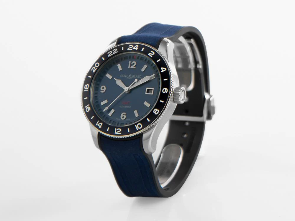 Montblanc 1858 GMT Automatic Watch, Stainless Steel, Blue, 42 mm, 129617 - Image 4
