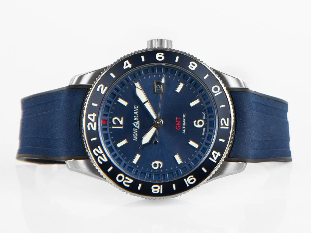 Montblanc 1858 GMT Automatic Watch, Stainless Steel, Blue, 42 mm, 129617 - Image 7
