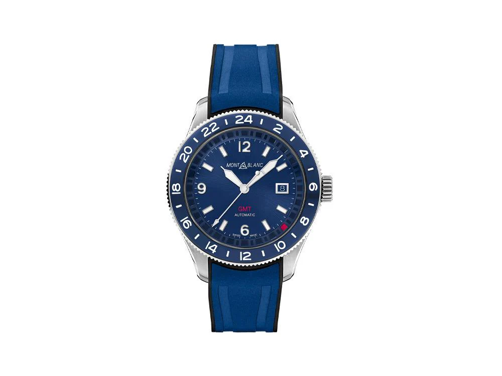 Montblanc 1858 GMT Automatic Watch, Stainless Steel, Blue, 42 mm, 129617 - Image 9