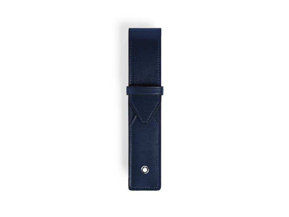Montblanc Envelope Pen Case, 1 Writing Instrument, Leather, Blue, 221348