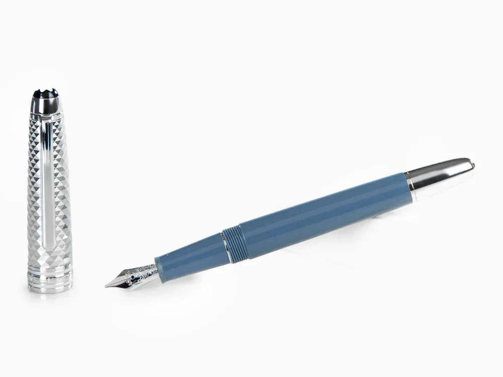 Montblanc Meisterstück Glacier Doué Fountain Pen, Blue, 129403 - Image 2