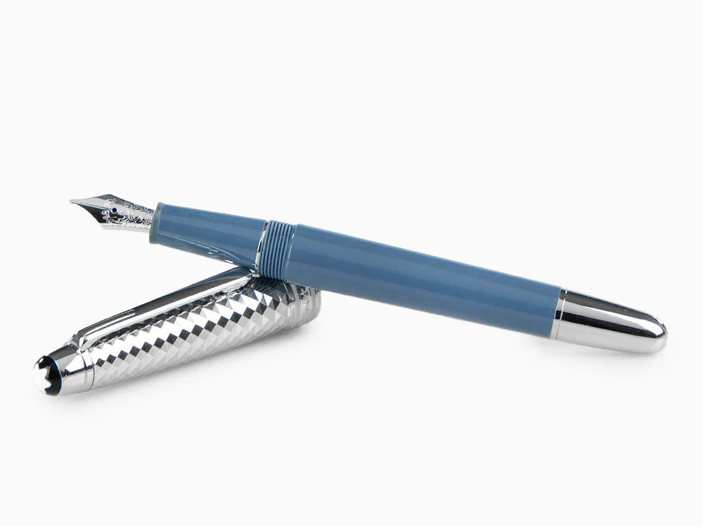 Montblanc Meisterstück Glacier Doué Fountain Pen, Blue, 129403 - Image 8
