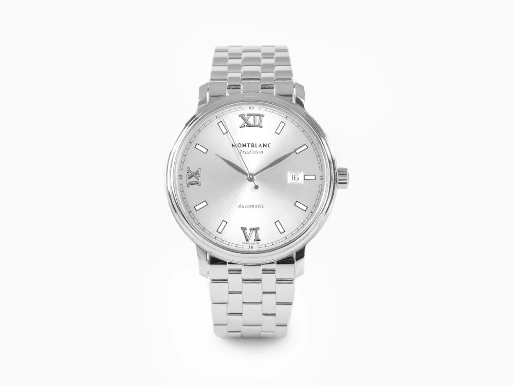 Montblanc Tradition Automatic Watch, Silver, 40 mm, Steel bracelet, 127770 - Image 2