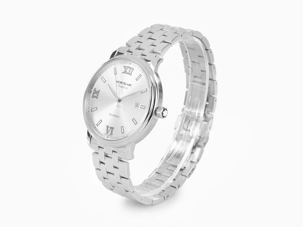 Montblanc Tradition Automatic Watch, Silver, 40 mm, Steel bracelet, 127770 - Image 4