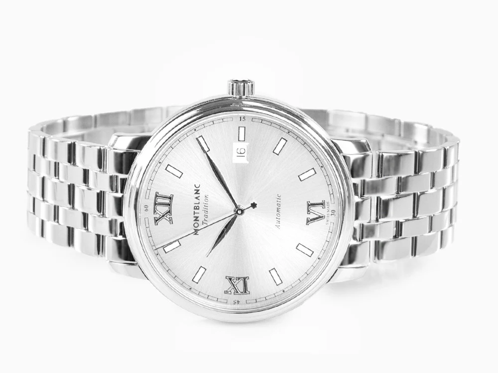 Montblanc Tradition Automatic Watch, Silver, 40 mm, Steel bracelet, 127770 - Image 7