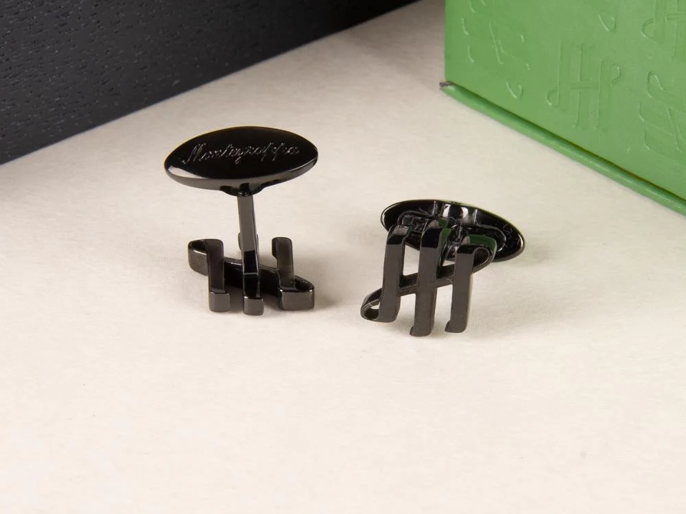 Montegrappa Ambigram Cufflinks, Stainless steel. IP Black, IDA2CLB0 - Image 3
