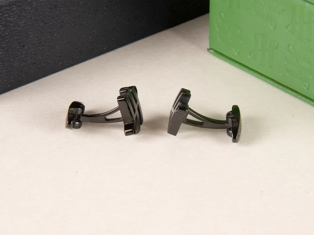 Montegrappa Ambigram Cufflinks, Stainless steel. IP Black, IDA2CLB0 - Image 5