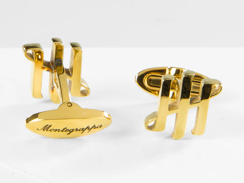 Montegrappa Ambigram Cufflinks, Stainless steel, IP Yellow Gold, IDA2CLY0 - Image 4