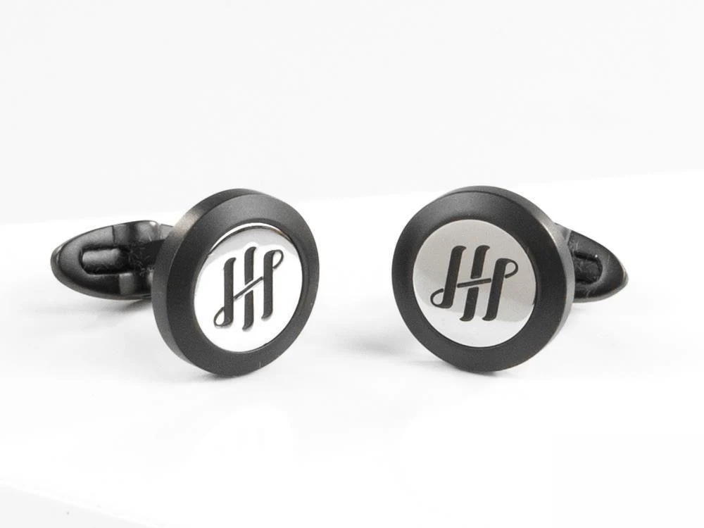 Montegrappa Classico Ambigram Cufflinks, Stainless steel, IP Black, IDA1CLBS - Image 2
