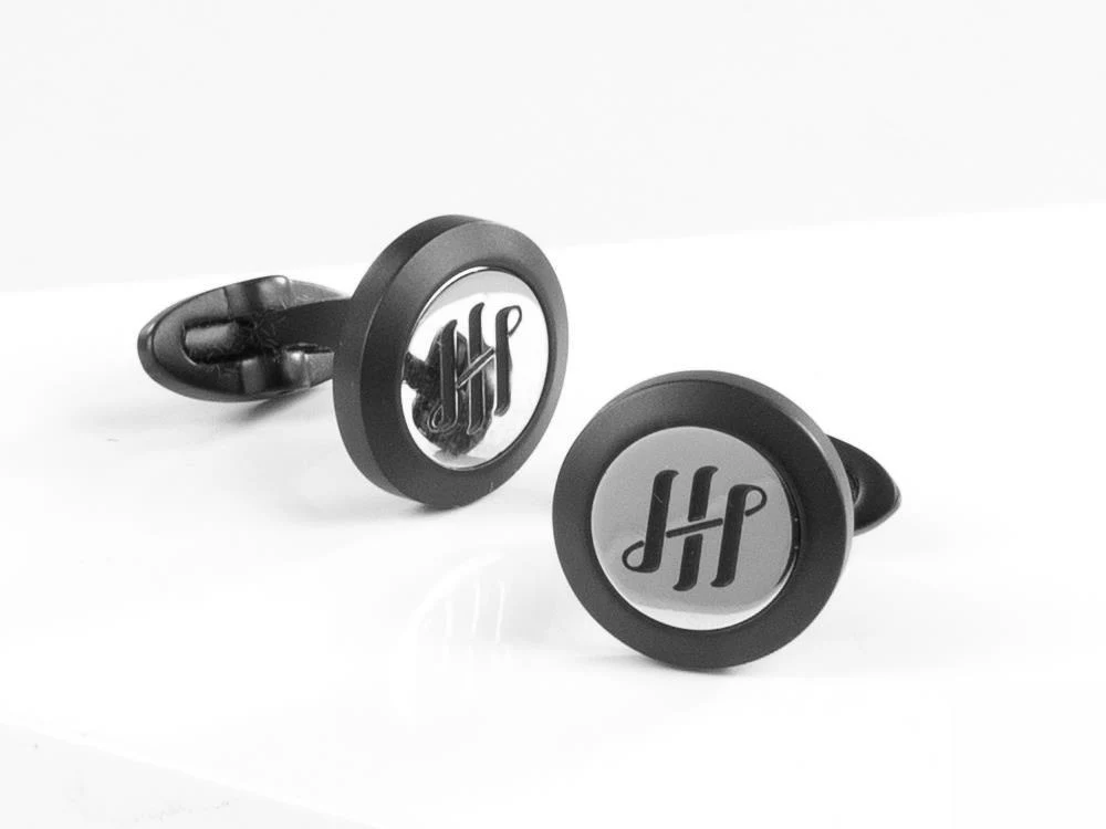 Montegrappa Classico Ambigram Cufflinks, Stainless steel, IP Black, IDA1CLBS - Image 3