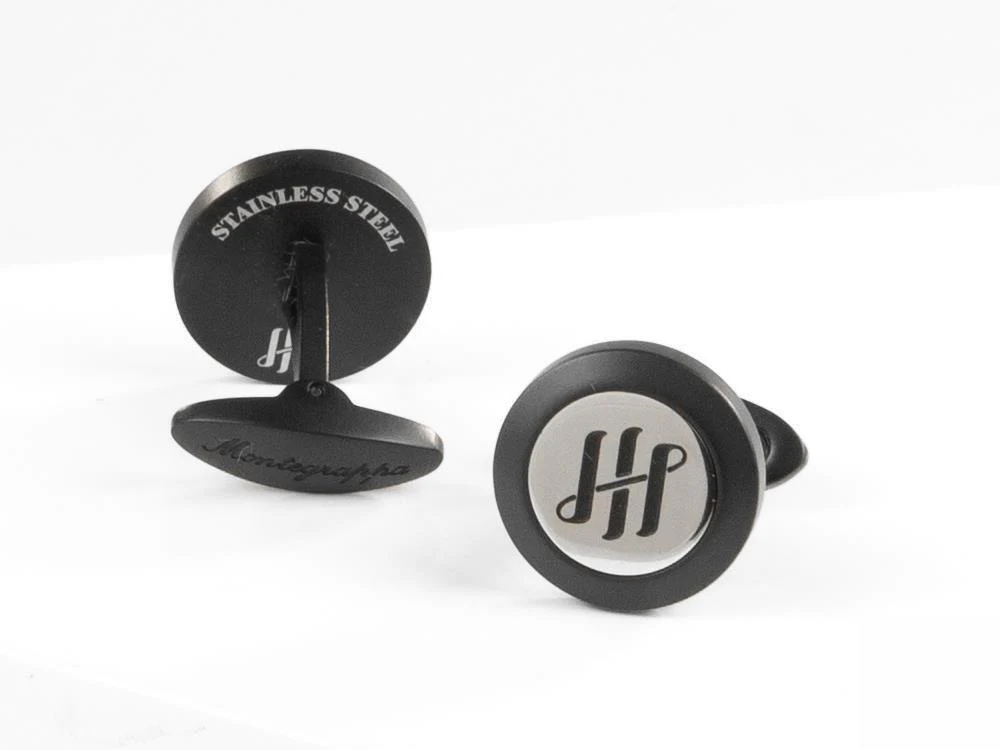 Montegrappa Classico Ambigram Cufflinks, Stainless steel, IP Black, IDA1CLBS - Image 4