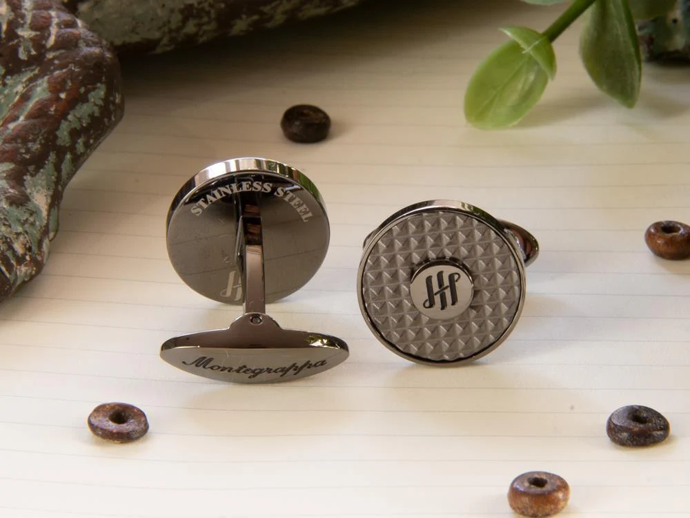 Montegrappa Clou Ambigram Cufflinks, Stainless steel, IP Gun Metal, IDA3CLLL - Image 3
