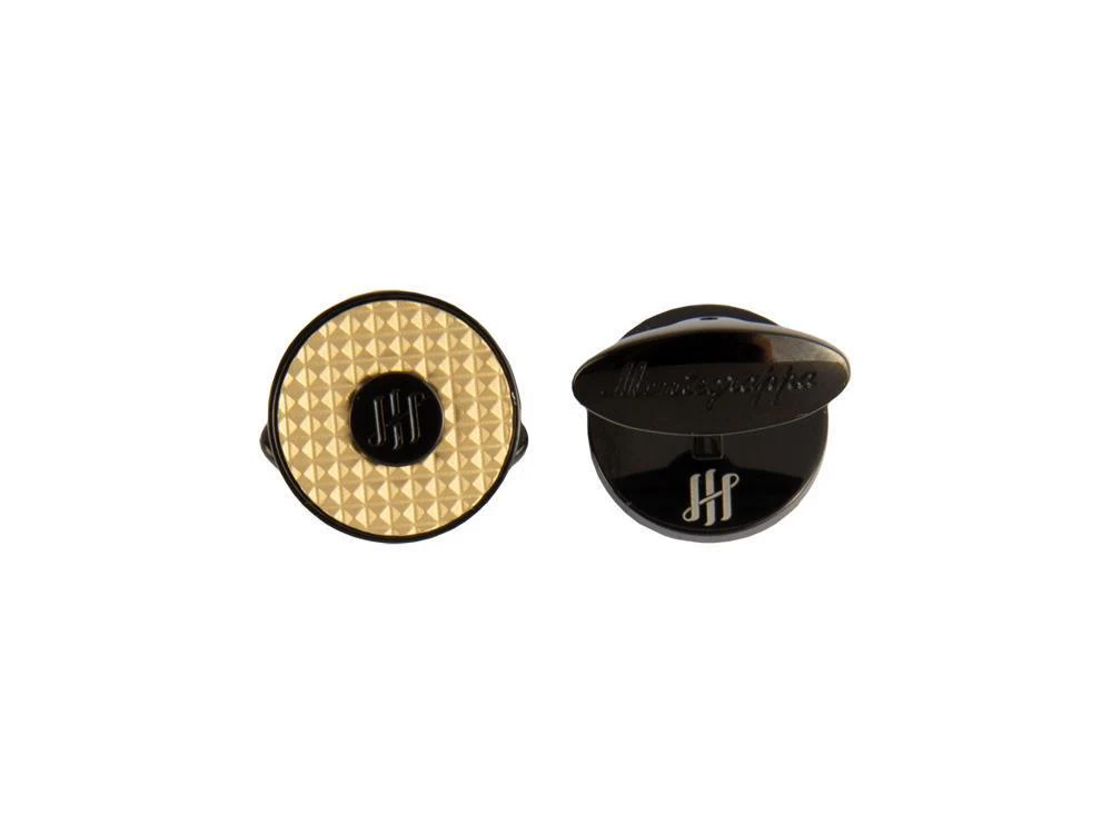 Montegrappa Clou Ambigram Cufflinks, Steel, IP Black & IP Yellow Gold, IDA3CLBY - Image 3