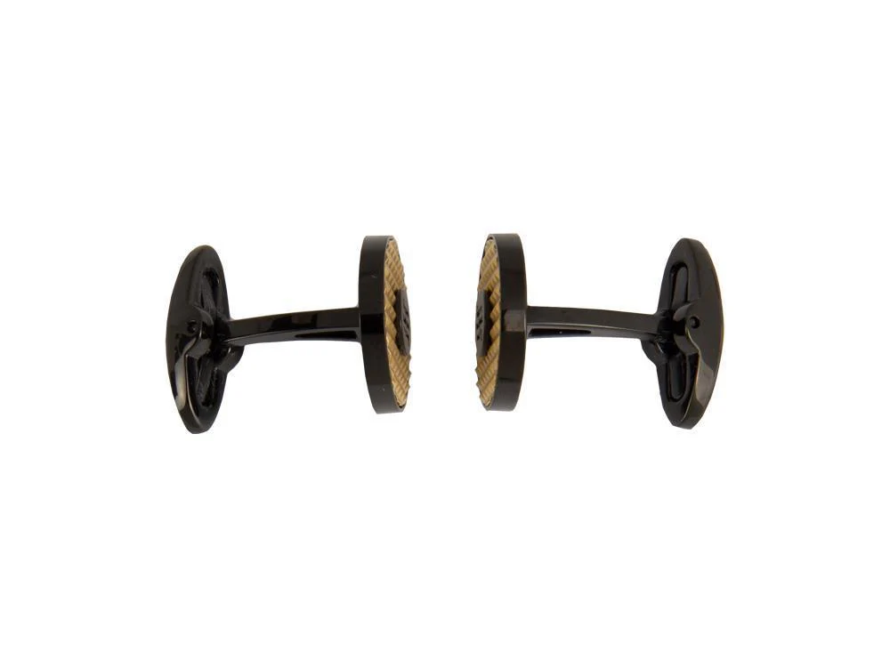 Montegrappa Clou Ambigram Cufflinks, Steel, IP Black & IP Yellow Gold, IDA3CLBY - Image 5