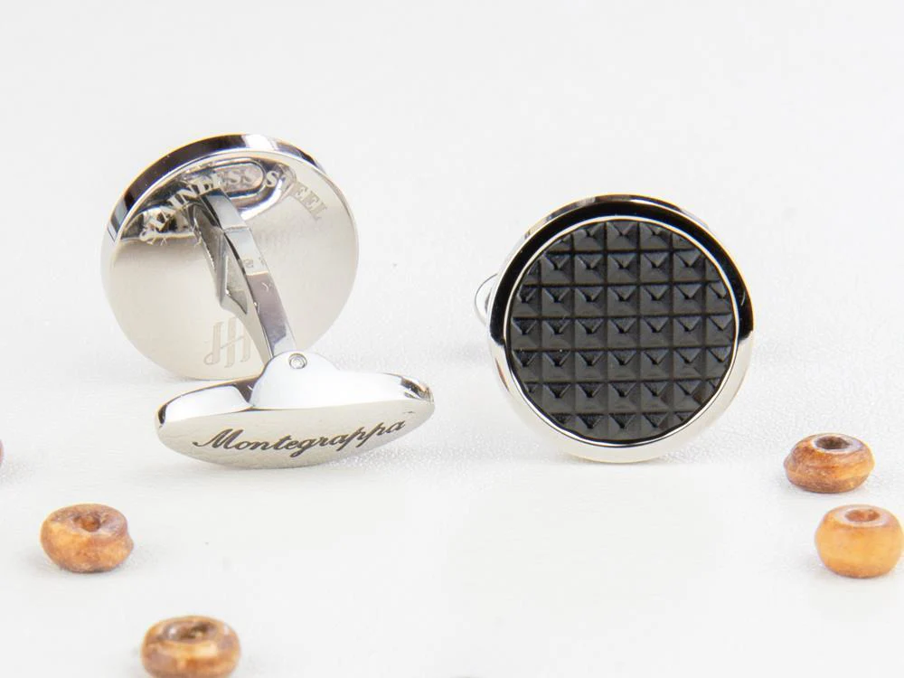 Montegrappa Clou Cufflinks, Stainless steel. IP Black, IDCPCLSB - Image 3