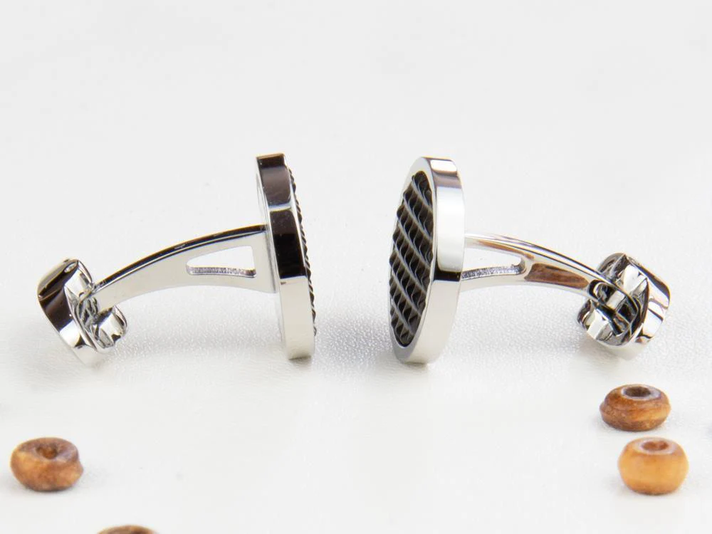 Montegrappa Clou Cufflinks, Stainless steel. IP Black, IDCPCLSB - Image 4