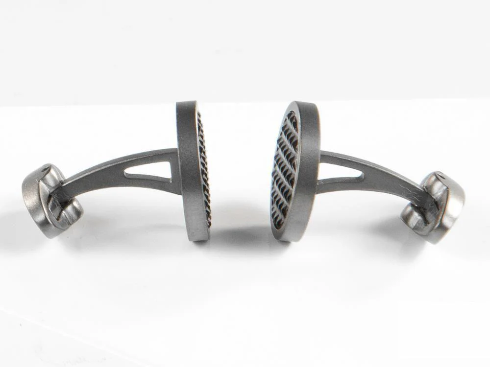 Montegrappa Clou Cufflinks, Stainless steel, IP Gun Metal & IP Black, IDCPCLLB - Image 4