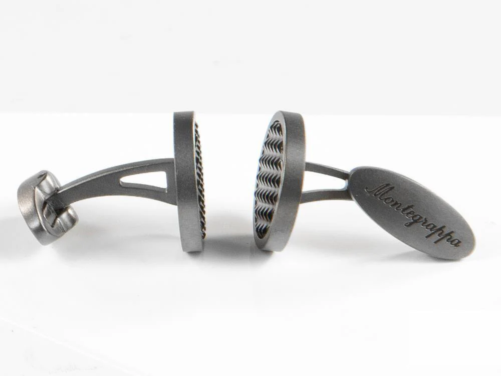 Montegrappa Clou Cufflinks, Stainless steel, IP Gun Metal & IP Black, IDCPCLLB - Image 5
