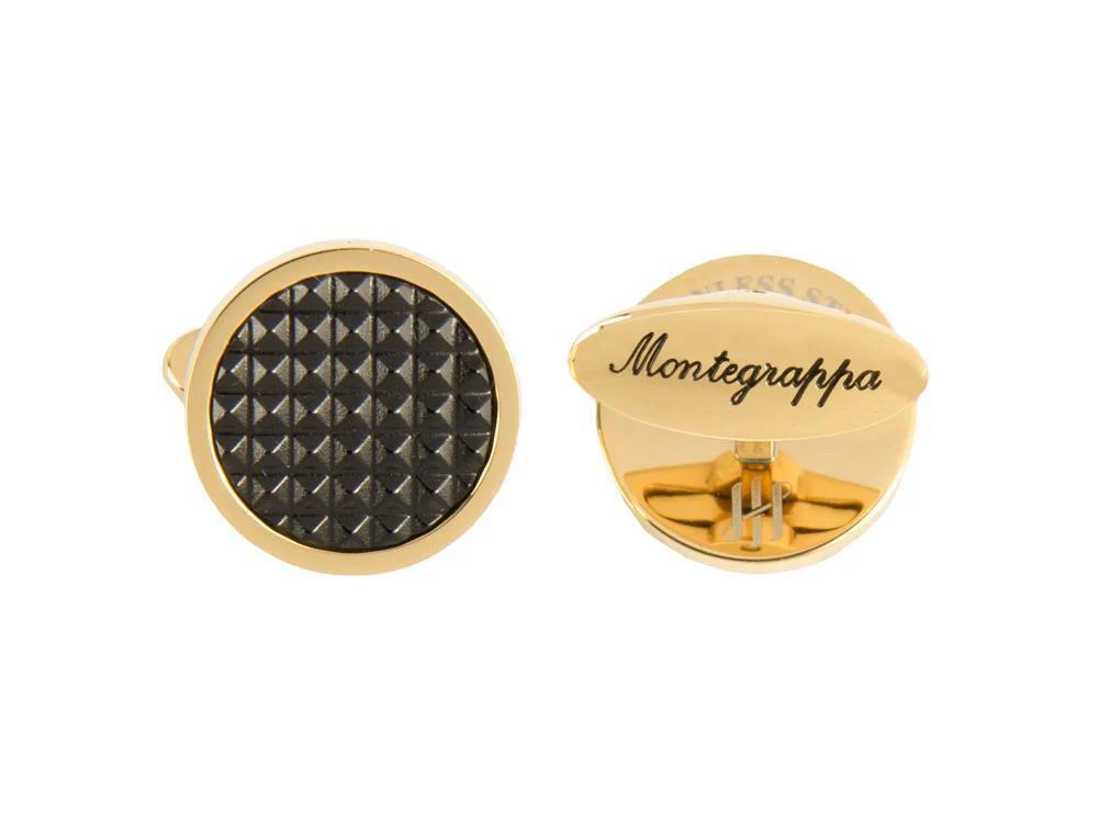 Montegrappa Clou Cufflinks, Stainless steel, IP Yellow Gold & IP Black, IDCPCLYB - Image 7