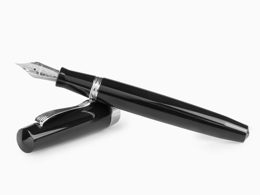 Montegrappa Elmo 02 Jet Black Fountain Pen, Black Resin, ISE2R-AC - Image 8