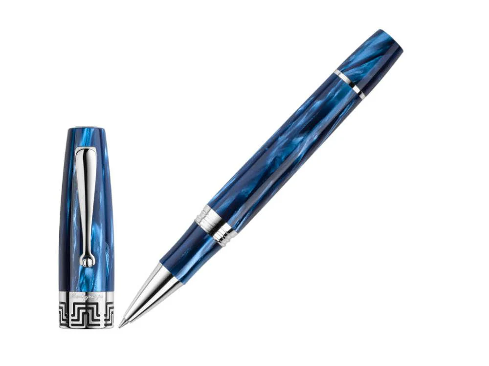 Montegrappa Extra 1930 Mediterranean Blue Rollerball pen, Silver trim, ISEXFR2B - Image 2