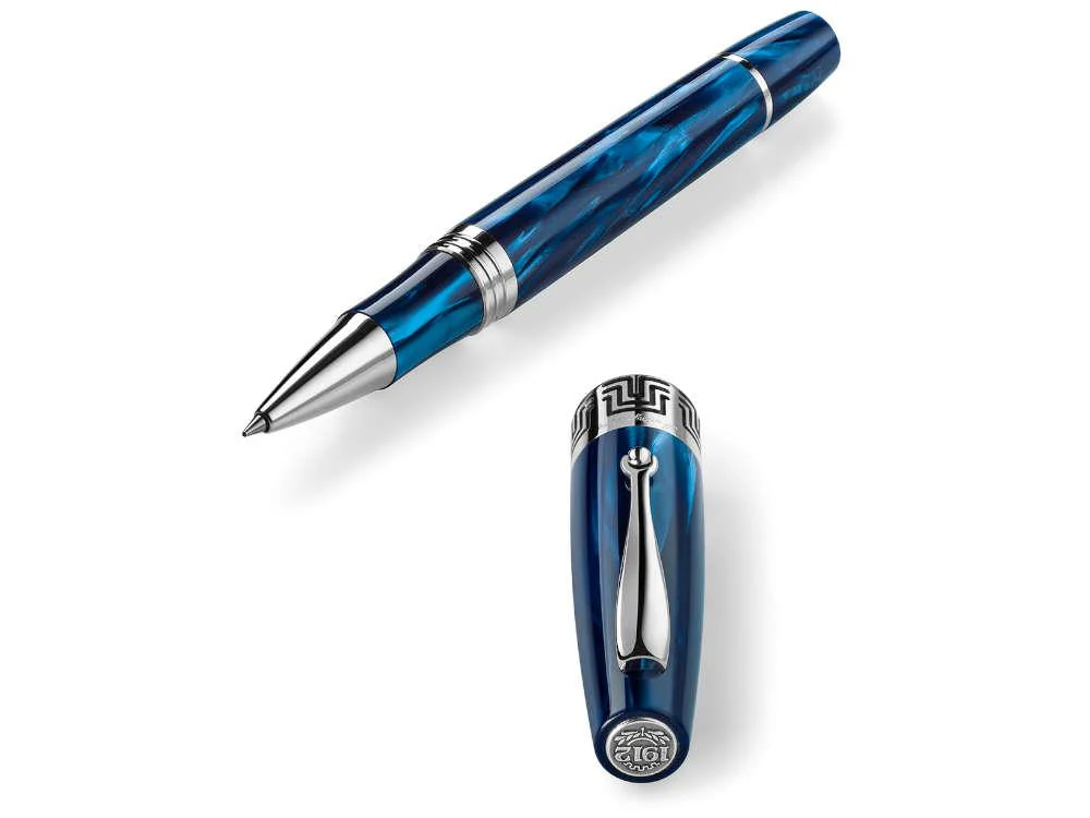 Montegrappa Extra 1930 Mediterranean Blue Rollerball pen, Silver trim, ISEXFR2B - Image 4