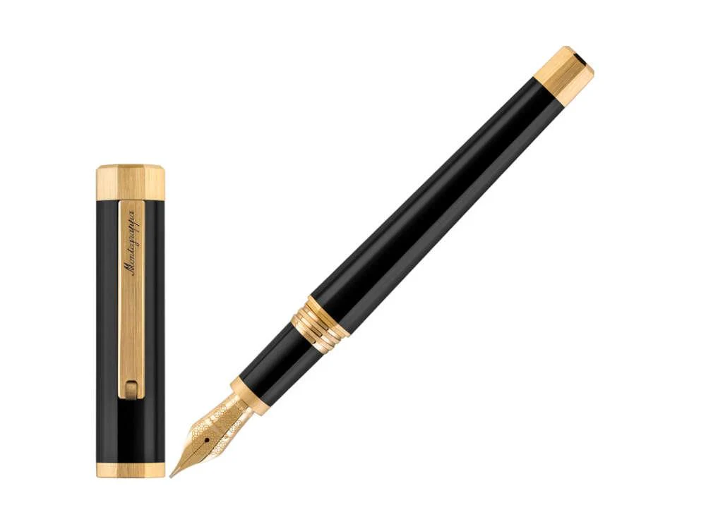 Montegrappa Otto Fountain Pen, Black, Gold plated, ISZ8I-8Y - Image 2