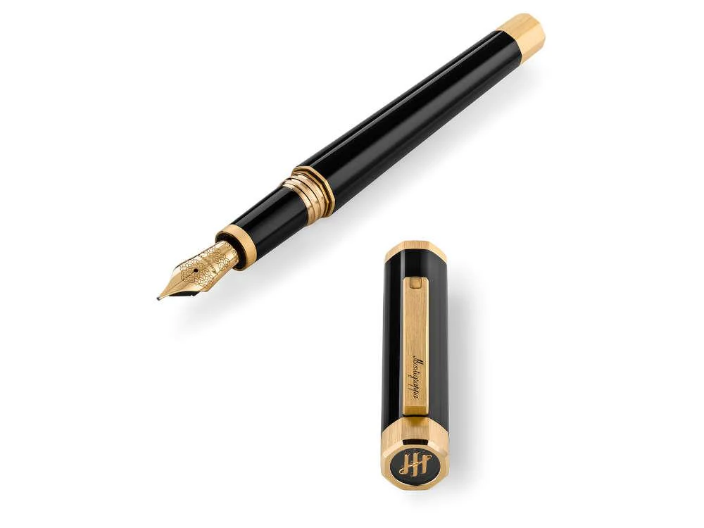 Montegrappa Otto Fountain Pen, Black, Gold plated, ISZ8I-8Y - Image 5