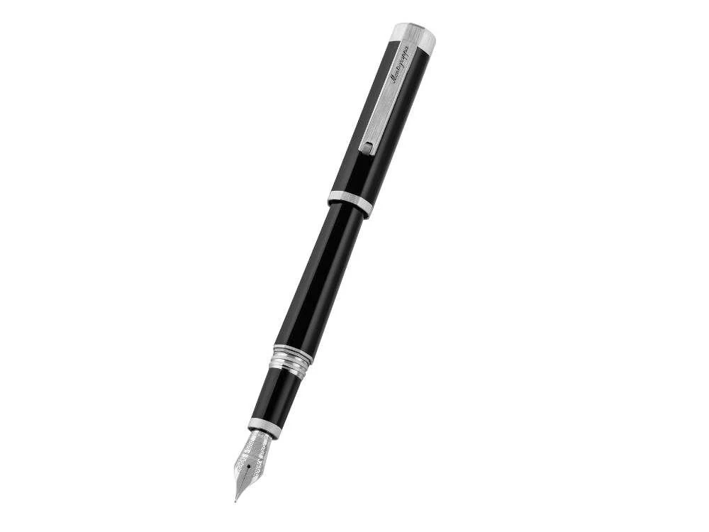 Montegrappa Otto Fountain Pen, Black, Palladium trim, ISZ8I-8P - Image 4