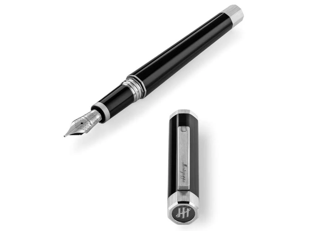 Montegrappa Otto Fountain Pen, Black, Palladium trim, ISZ8I-8P - Image 5