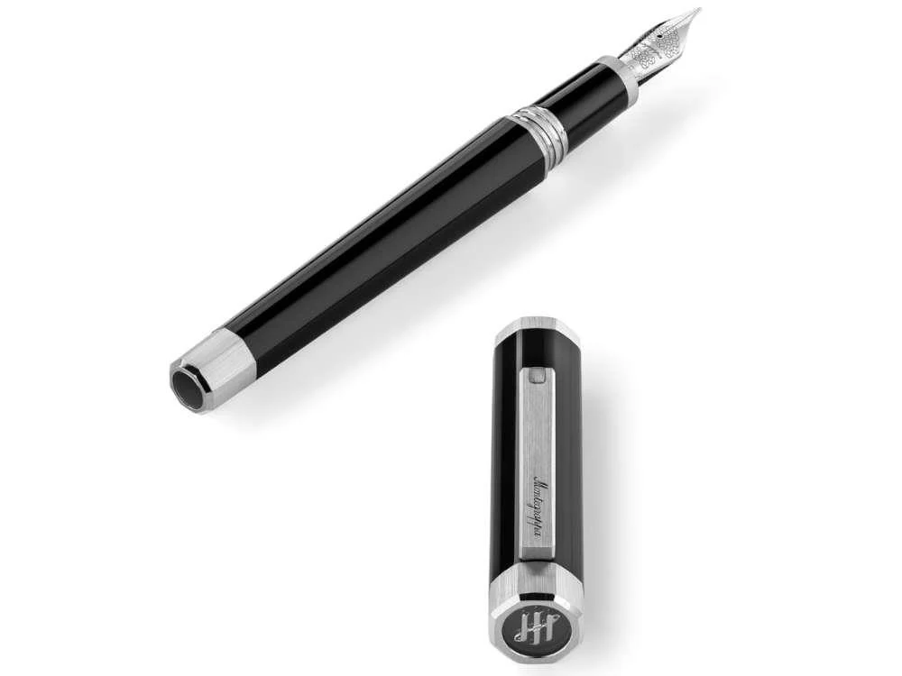 Montegrappa Otto Fountain Pen, Black, Palladium trim, ISZ8I-8P - Image 6