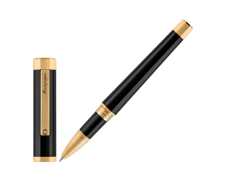 Montegrappa Otto Rollerball pen, Acrylic Resin, Black, Gold plated, ISZ8IRIY - Image 2