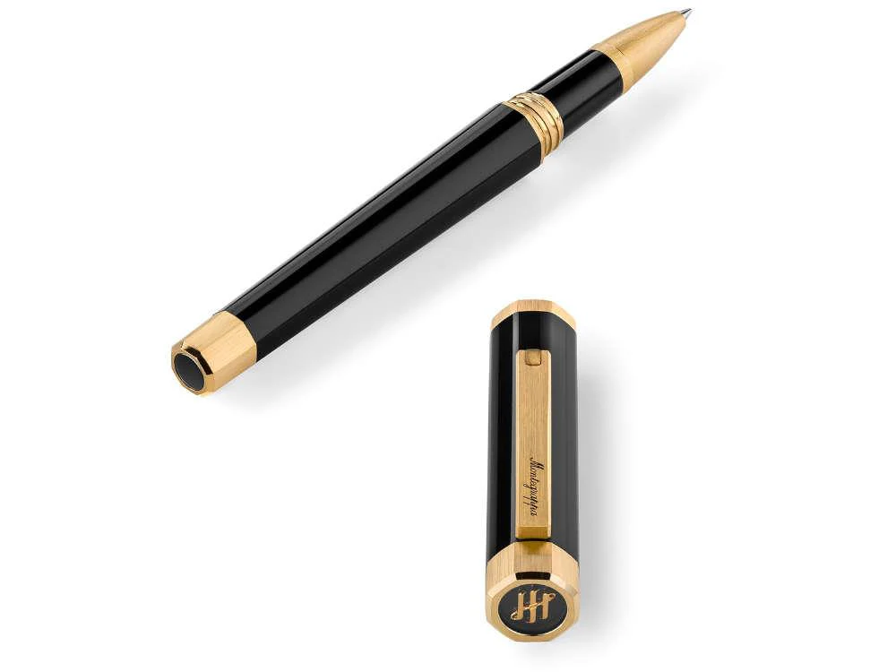 Montegrappa Otto Rollerball pen, Acrylic Resin, Black, Gold plated, ISZ8IRIY - Image 6