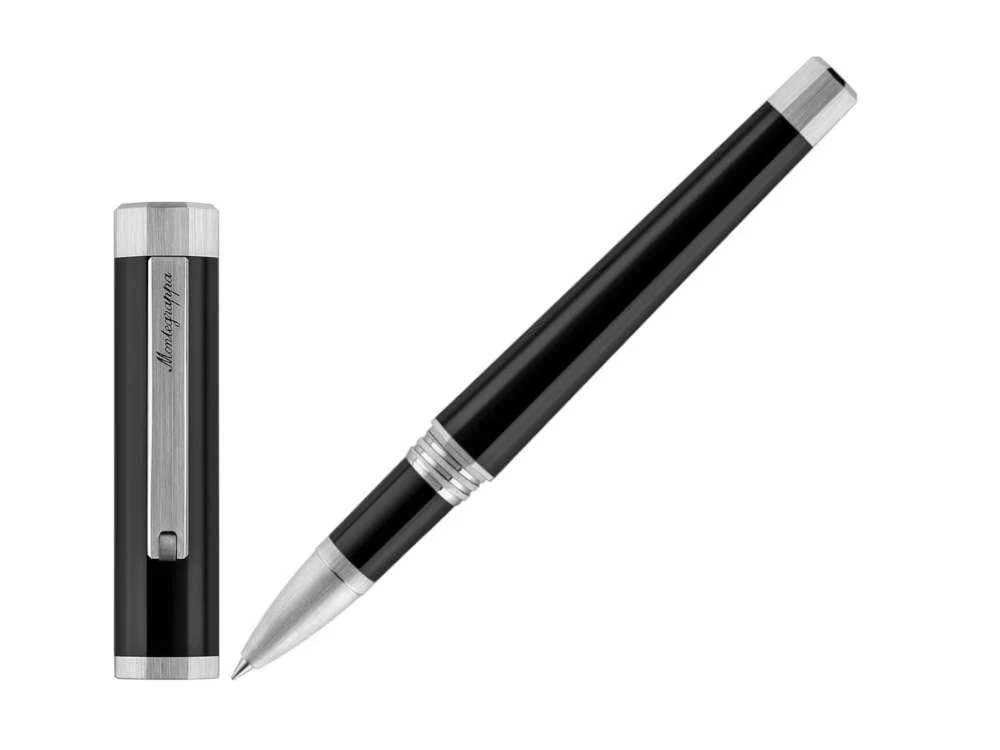 Montegrappa Otto Rollerball pen, Acrylic Resin, Black, Palladium trim, ISZ8IRIP - Image 2