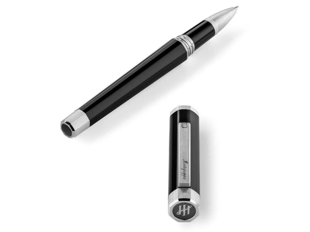 Montegrappa Otto Rollerball pen, Acrylic Resin, Black, Palladium trim, ISZ8IRIP - Image 6