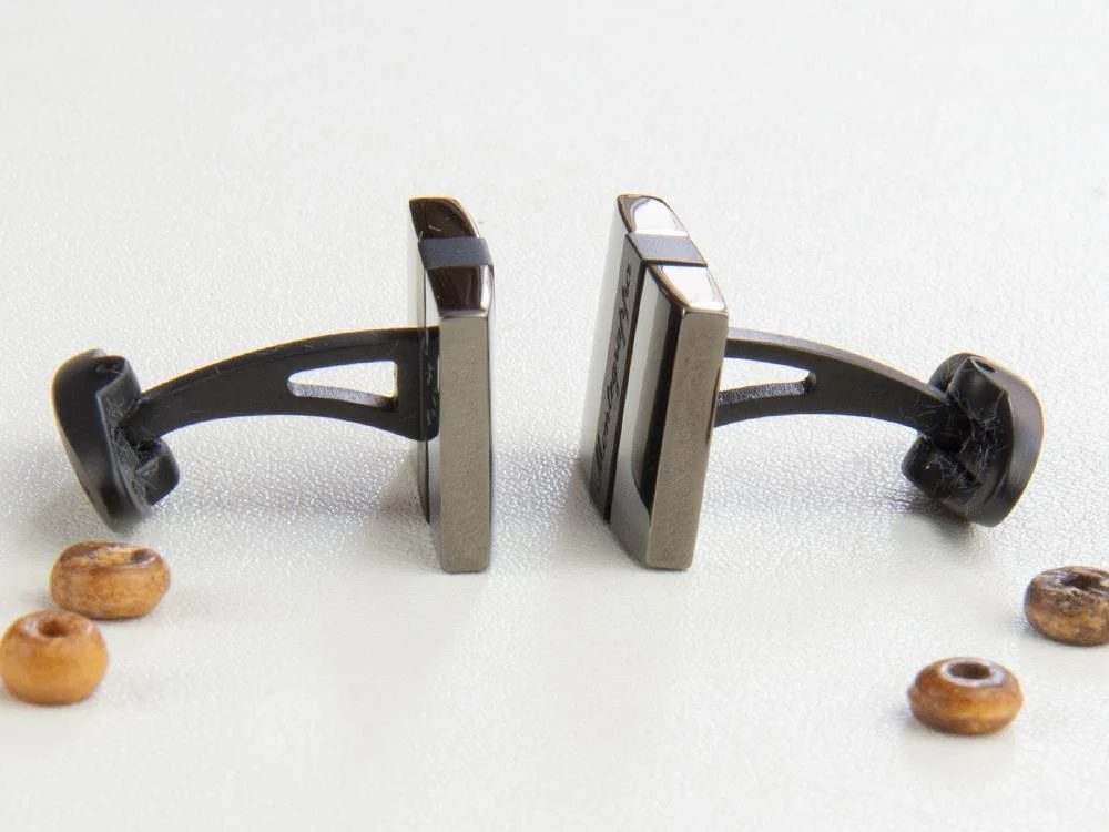 Montegrappa Quadro Cufflinks, Stainless steel. IP Gun Metal, IDQUCLSL - Image 4