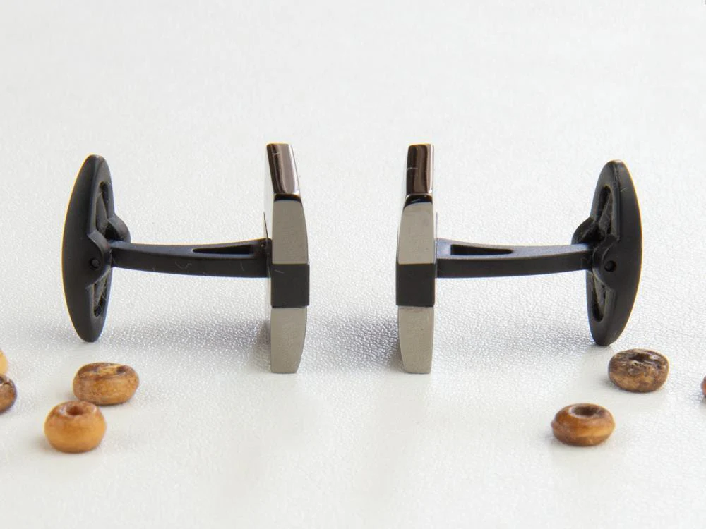 Montegrappa Quadro Cufflinks, Stainless steel. IP Gun Metal, IDQUCLSL - Image 5