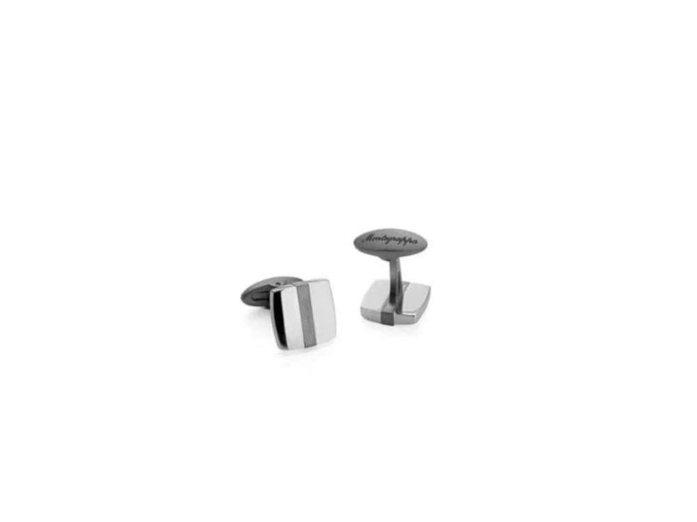 Montegrappa Quadro Cufflinks, Stainless steel. IP Gun Metal, IDQUCLSL - Image 6