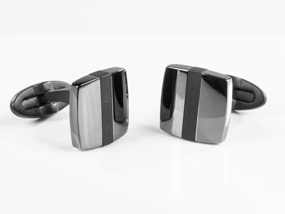 Montegrappa Quadro Cufflinks, Stainless steel, IP Gun Metal & IP Black, IDQUCLLB - Image 2