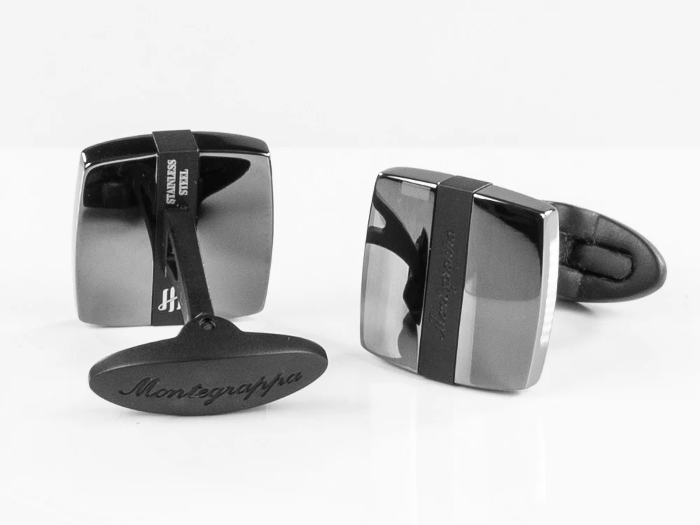 Montegrappa Quadro Cufflinks, Stainless steel, IP Gun Metal & IP Black, IDQUCLLB - Image 4
