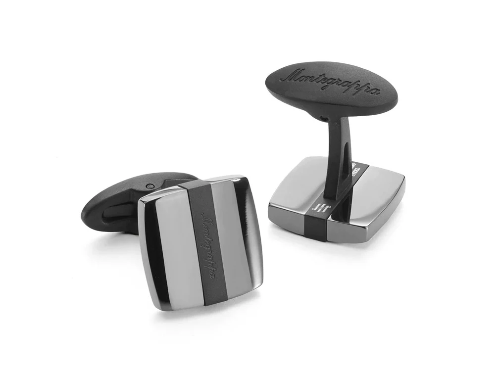 Montegrappa Quadro Cufflinks, Stainless steel, IP Gun Metal & IP Black, IDQUCLLB - Image 7
