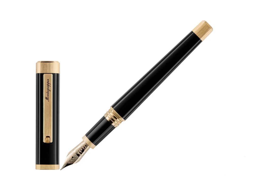 Montegrappa Quattro Fountain Pen, Gold plated, 14k Gold, Black, ISZ4I-4Y - Image 2