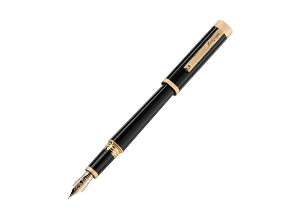Montegrappa Quattro Fountain Pen, Gold plated, 14k Gold, Black, ISZ4I-4Y - Image 4