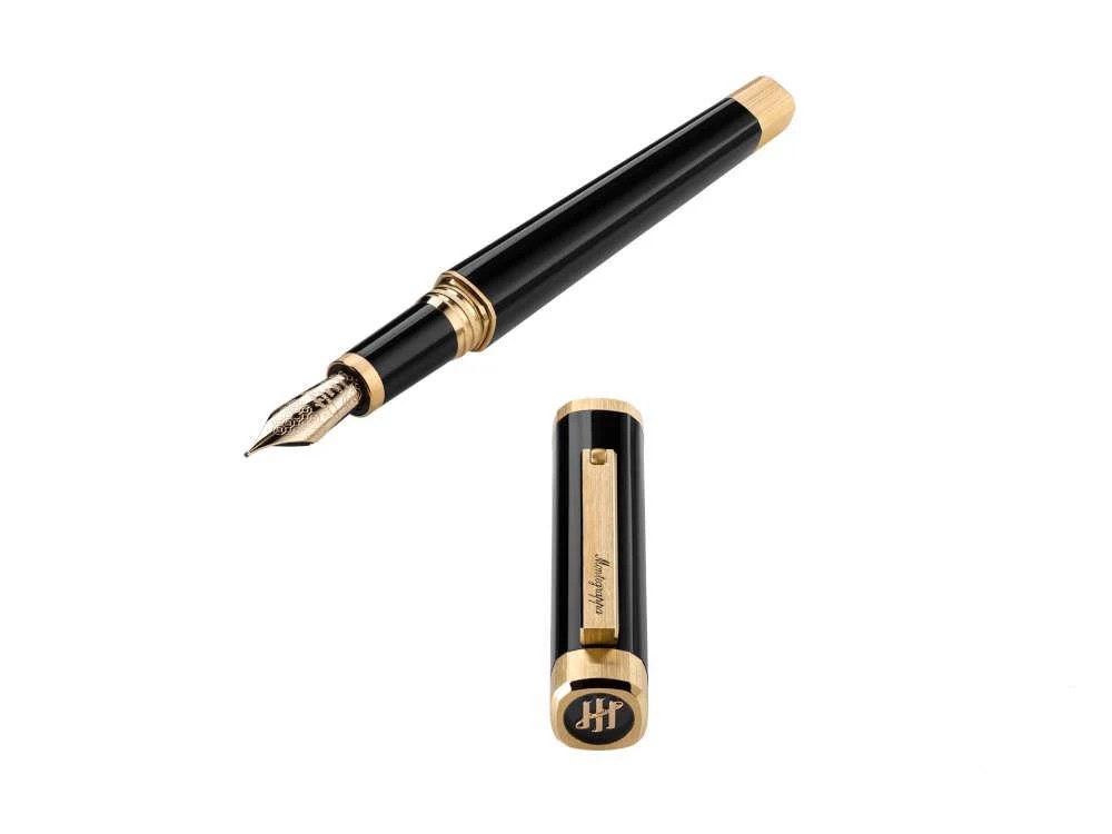 Montegrappa Quattro Fountain Pen, Gold plated, 14k Gold, Black, ISZ4I-4Y - Image 5