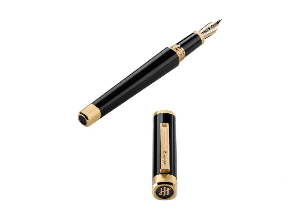 Montegrappa Quattro Fountain Pen, Gold plated, 14k Gold, Black, ISZ4I-4Y - Image 6