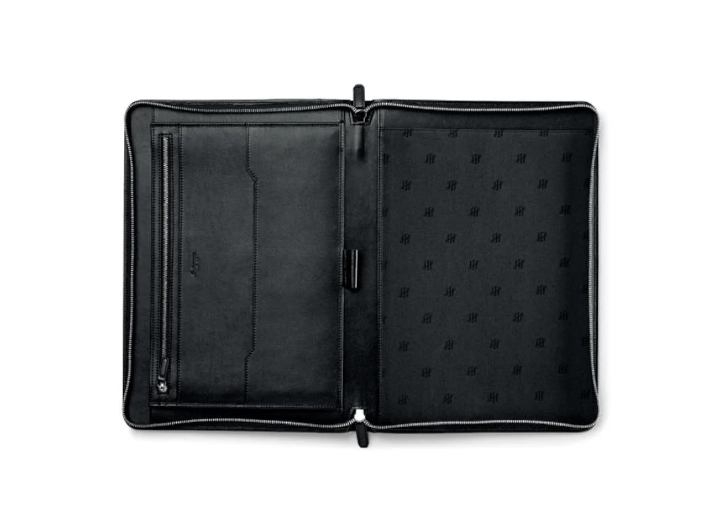 Montegrappa Signet Series Zip Padfolio, Leather, Cotton, Black, IC00HN02 - Image 4